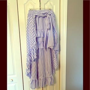 Forever 21 High/low Blue and White Striped Skirt
